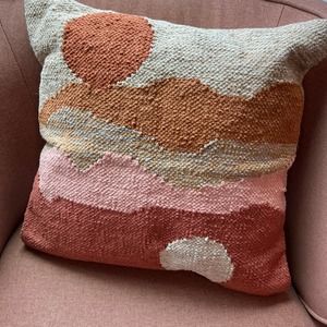 Merchant 41 Textured Sunrise Sunset Square Throw Pillow 18" Cream Pink Rust Boho